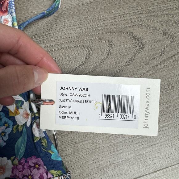 Johnny Was Sunset Bikini Top Floral Print Banded Underbust V-neck Size M - Picture 3 of 6